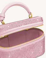 Sac à main avec anse supérieure en forme de boîte et cristal artificiel Cleo - Rose