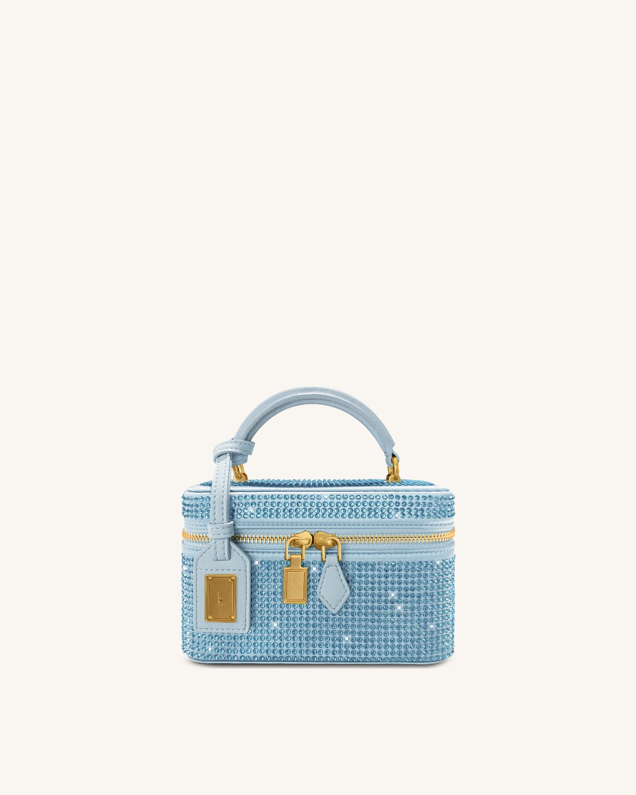 Sac à main avec anse supérieure en forme de boîte et cristal artificiel Cleo - Bleu