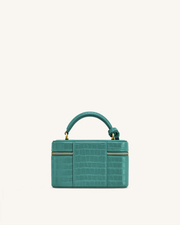 Sac à poignée supérieure forme boîte Cleo - Croco vert