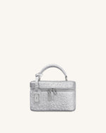 Sac à main avec anse supérieure en forme de boîte et texture imitation autruche Cleo - Argent