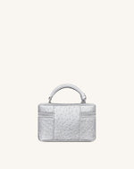 Sac à main avec anse supérieure en forme de boîte et texture imitation autruche Cleo - Argent