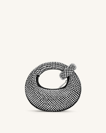 Sac Abacus à main mini en cristal artificiel - Noir