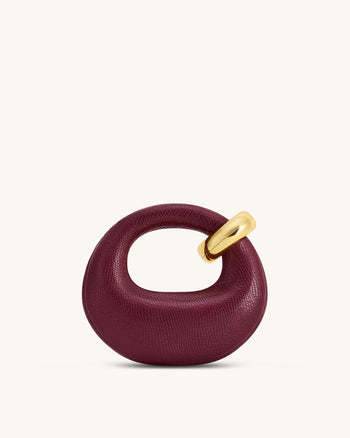Sac Top Handle Mini Abacus en Faux Cuir Effet Serpent - Bourgogne