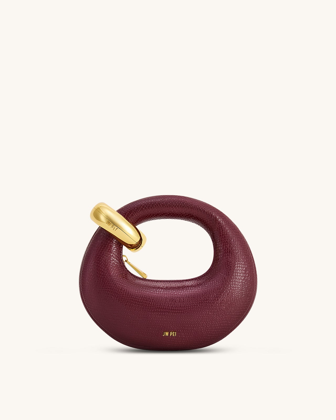 Sac Top Handle Mini Abacus en Faux Cuir Effet Serpent - Bourgogne