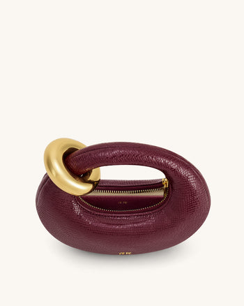 Sac Top Handle Mini Abacus en Faux Cuir Effet Serpent - Bourgogne