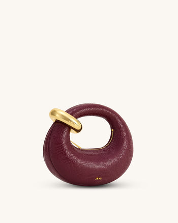 Sac Top Handle Mini Abacus en Faux Cuir Effet Serpent - Bourgogne