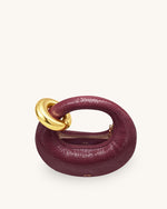 Sac Top Handle Mini Abacus en Faux Cuir Effet Serpent - Bourgogne