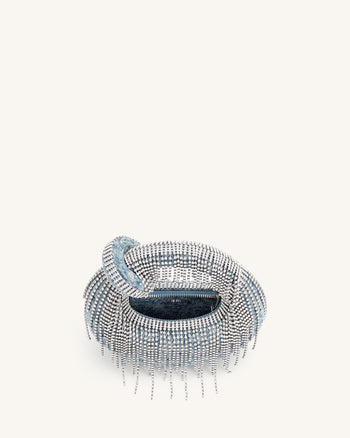 Sac à main mini à poignée Abacus en denim et cristal artificiel - Bleu