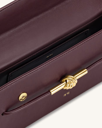 Sac à anse supérieure Nœud de corde métallique Lena - Bordeaux intense