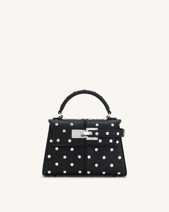Sac à main à poignée supérieure en cristal artificiel Elise - Noir