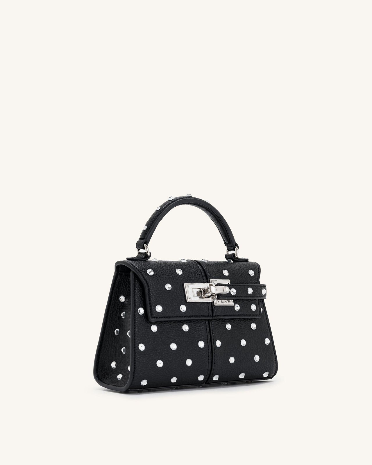 Sac à main à poignée supérieure en cristal artificiel Elise - Noir