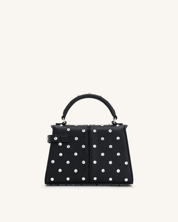 Sac à main à poignée supérieure en cristal artificiel Elise - Noir