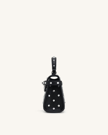 Sac à main à poignée supérieure en cristal artificiel Elise - Noir