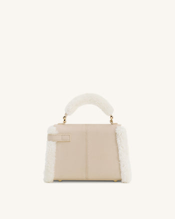 Sac à main Elise avec bordure en fausse fourrure - Taupe