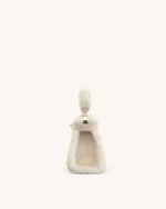 Sac à main Elise avec bordure en fausse fourrure - Taupe