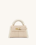 Sac à main Elise avec bordure en fausse fourrure - Taupe