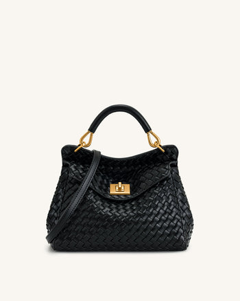 Sac à Main Lucia Classique à Poignée Supérieure Tissé - Noir