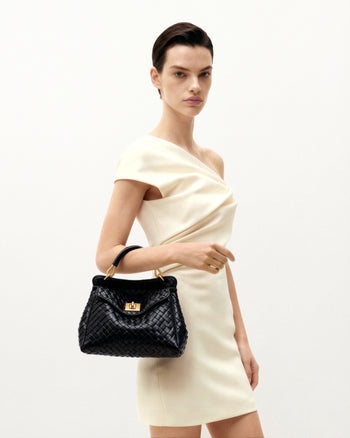 Sac à Main Lucia Classique à Poignée Supérieure Tissé - Noir