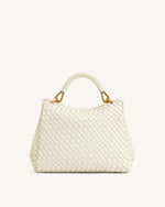 Sac tressé classique à poignée Lucia – Blanc