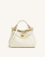 Sac tressé classique à poignée Lucia – Blanc