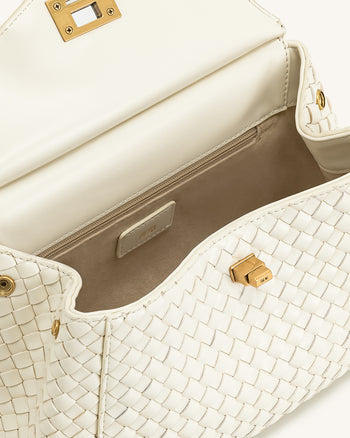 Sac tressé classique à poignée Lucia – Blanc