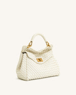 Sac tressé classique à poignée Lucia – Blanc