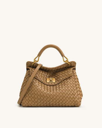 Sac tressé classique à poignée Lucia – Marron