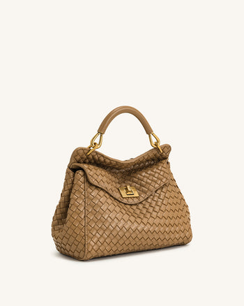 Sac tressé classique à poignée Lucia – Marron