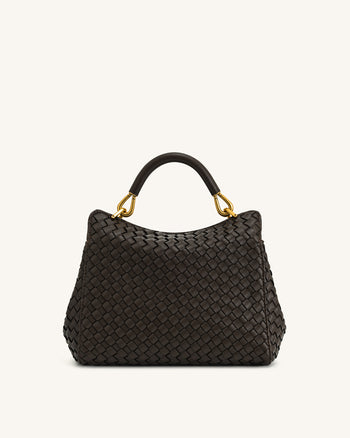 Sac tressé classique à poignée Lucia – Marron foncé