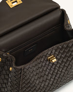 Sac tressé classique à poignée Lucia – Marron foncé