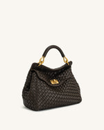 Sac tressé classique à poignée Lucia – Marron foncé
