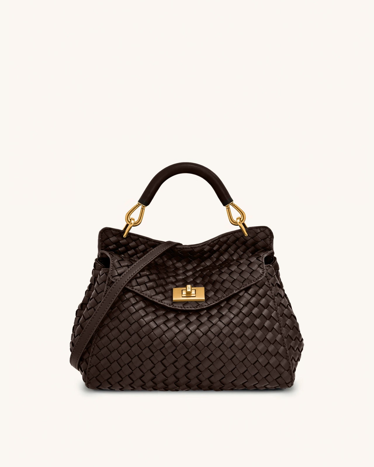 Sac tressé classique à poignée Lucia – Marron foncé