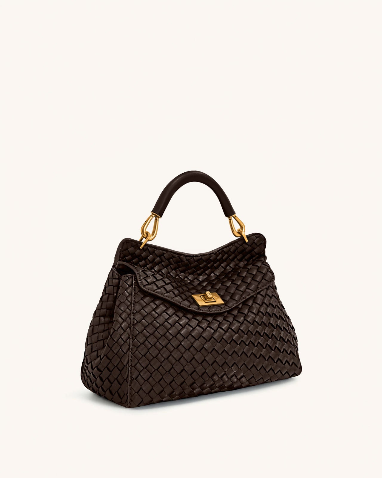 Sac tressé classique à poignée Lucia – Marron foncé