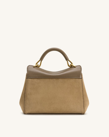 Sac à main classique en suédine Lucia – Taupe