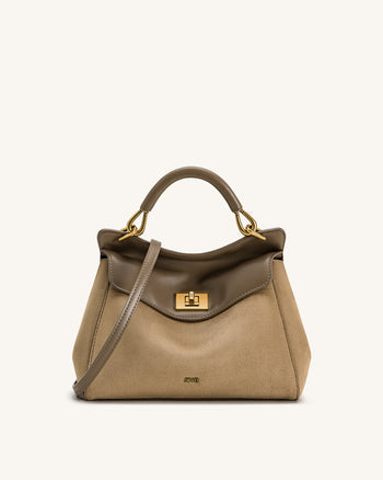 Sac à main classique en suédine Lucia – Taupe