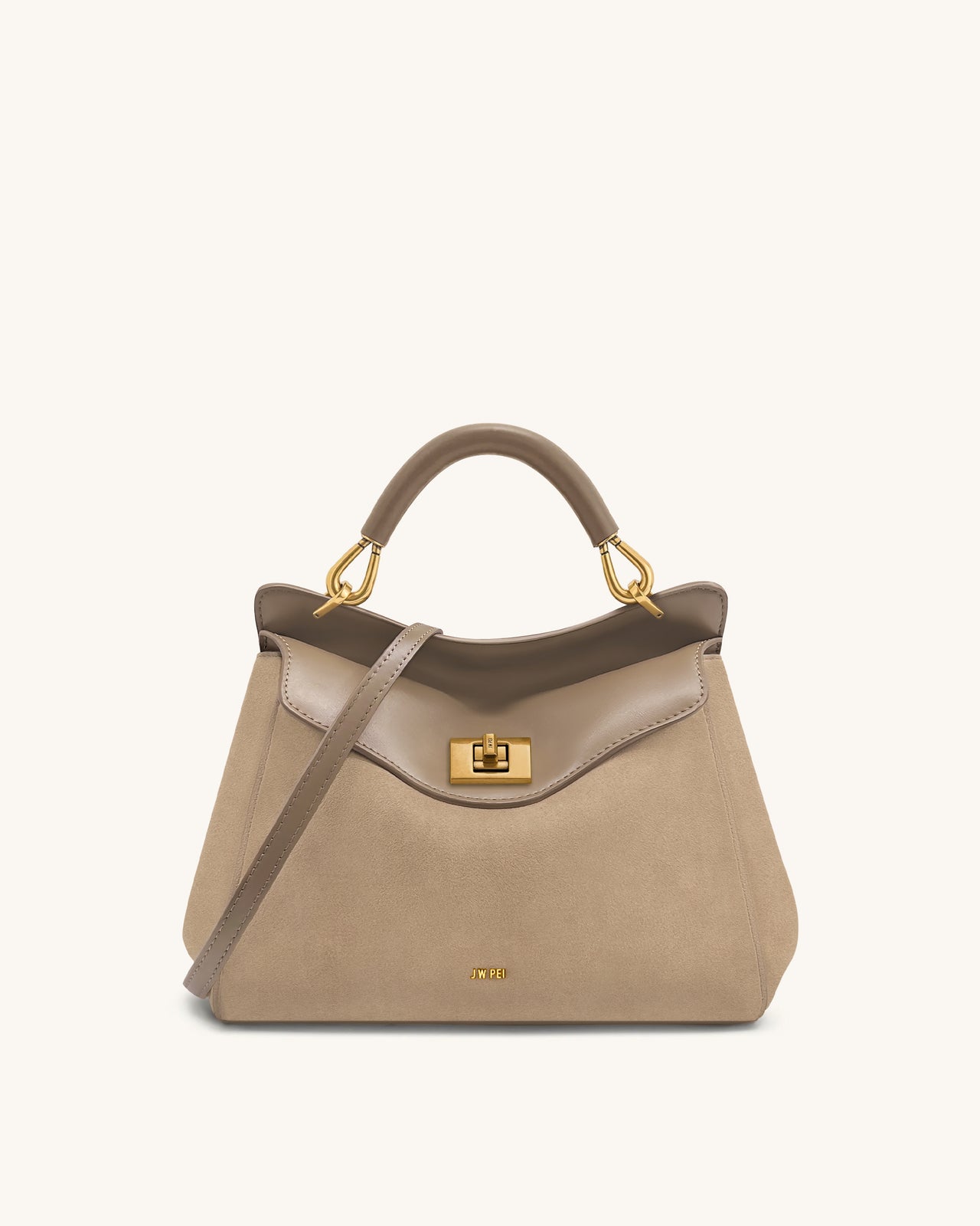 Sac à main classique en suédine Lucia – Taupe