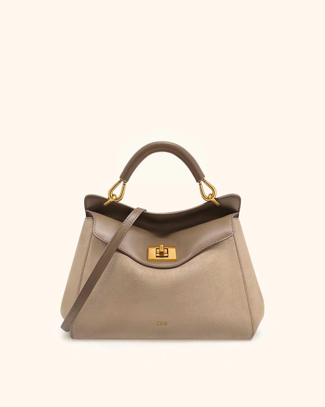 Sac à main classique en suédine Lucia – Taupe