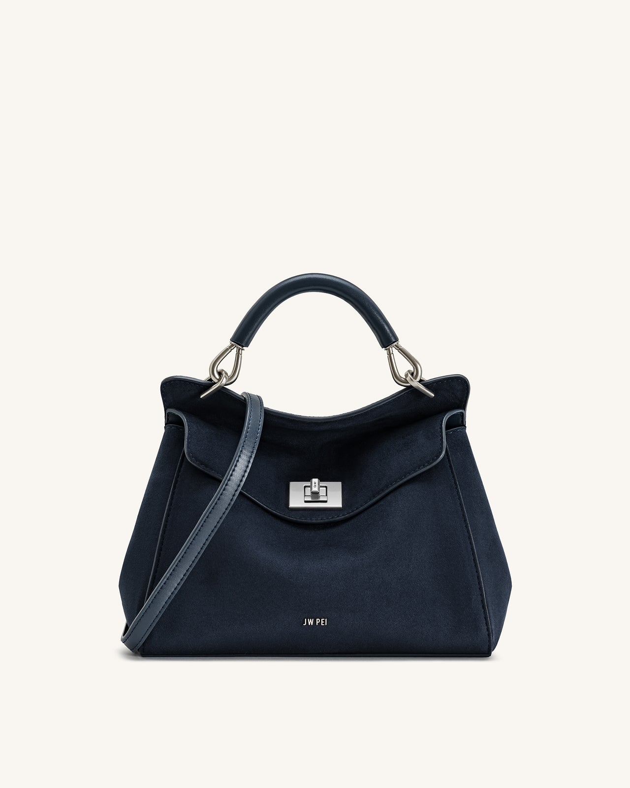 Sac à main classique en suédine Lucia – Bleu marine