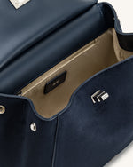 Sac à main classique en suédine Lucia – Bleu marine