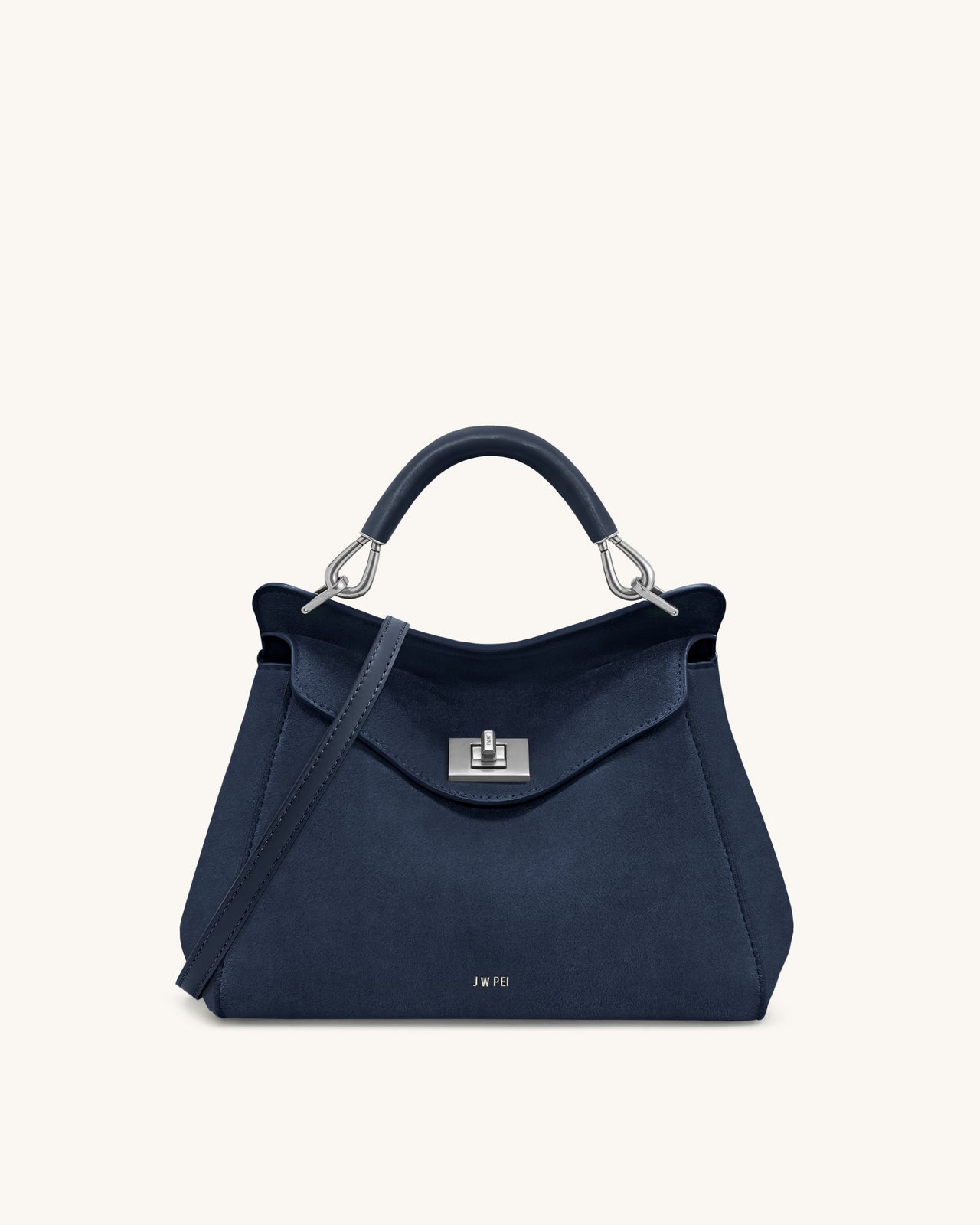 Sac à main classique en suédine Lucia – Bleu marine