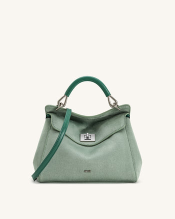 Sac à main classique en suédine Lucia – Vert matcha