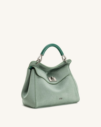 Sac à main classique en suédine Lucia – Vert matcha