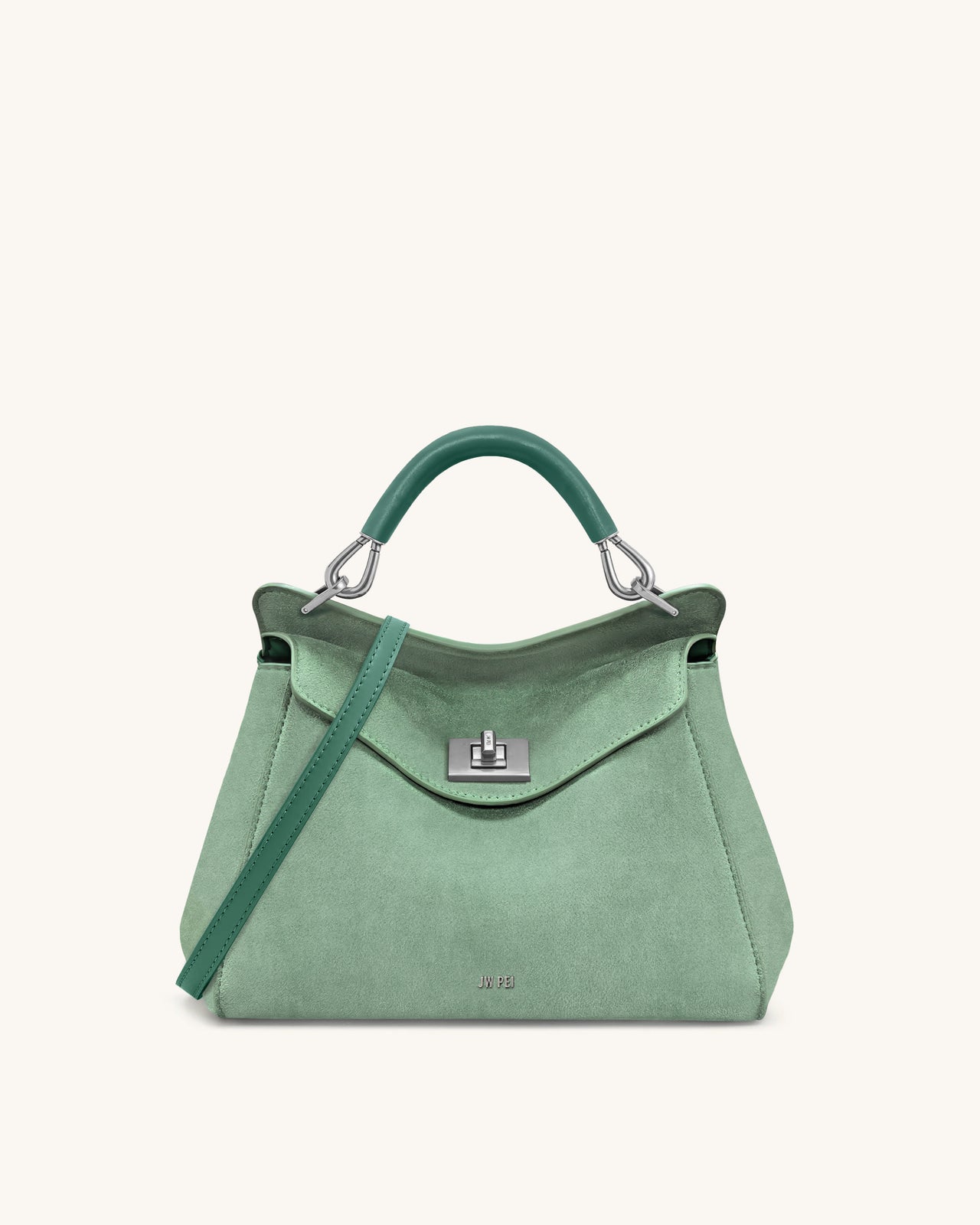 Sac à main classique en suédine Lucia – Vert matcha