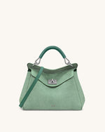 Sac à main classique en suédine Lucia – Vert matcha
