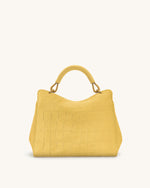 Sac à main classique en suédine façon croco Lucia – Jaune