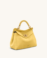 Sac à main classique en suédine façon croco Lucia – Jaune
