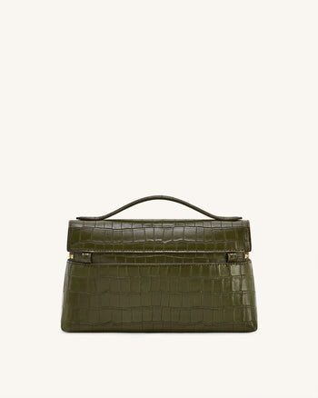 Sac à main façon croco Thea – Vert olive