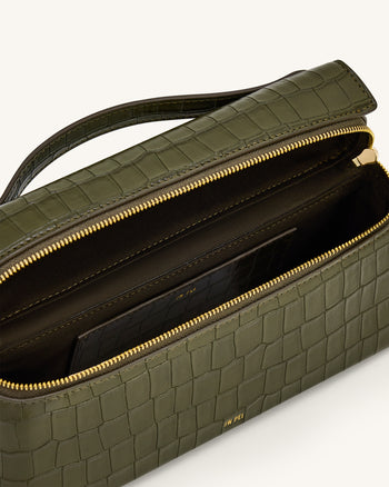 Sac à main façon croco Thea – Vert olive