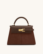Sac à Main Elise en Faux Suède - Marron Moka