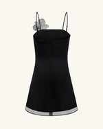 Robe courte à appliqués orchidée - Noir/Argent